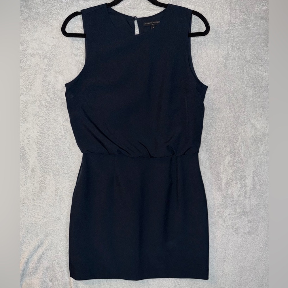 Banana Republic Women's 8 Navy Sleeveless Sculpted Blouson Mini Dress EUC